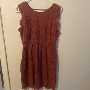 Mauve colored lace tank top dress